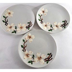VTG Orchard Ware Dogwood Salad Plates Set Of 3 California 8 3/8" Mid Century